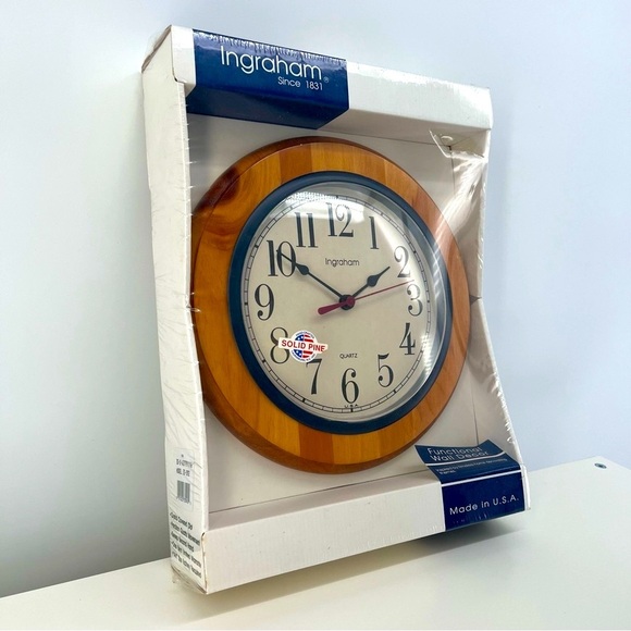 Vintage Ingraham Quartz Movement Functional Solid Pine Wall Clock USA made - Picture 1 of 12